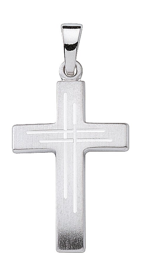 Teilmattiertes Kreuz mit Schliff in 925 Silber 21,5 mm