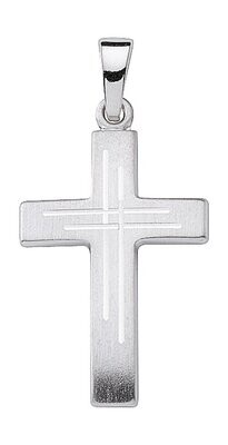 Teilmattiertes Kreuz mit Schliff in 925 Silber 21,5 mm