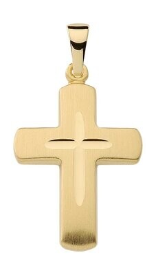 333 Gold Kreuz Anhänger ca. 2,5cm lang mattiert mit Schliff
