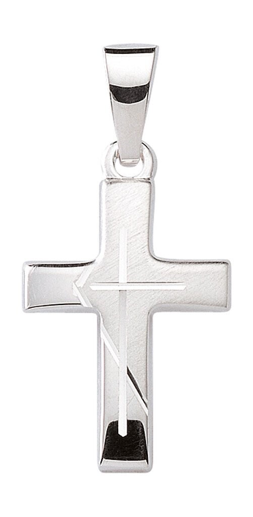 Silber Kreuz Anhänger ca. 2cm lang teilmattiert mit Schliff