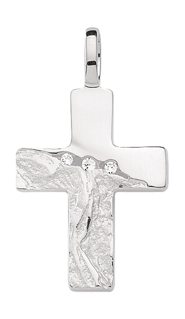 Silber Kreuz Anhänger gehämmertes Design ca. 2,5cm lang