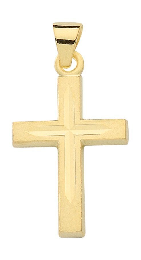 333 Gold Kreuz Anhänger mattiert mit Muster ca.2 cm lang