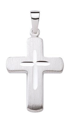 Mattierter 925 Silber Kreuz Anhänger ca.2,5 cm lang