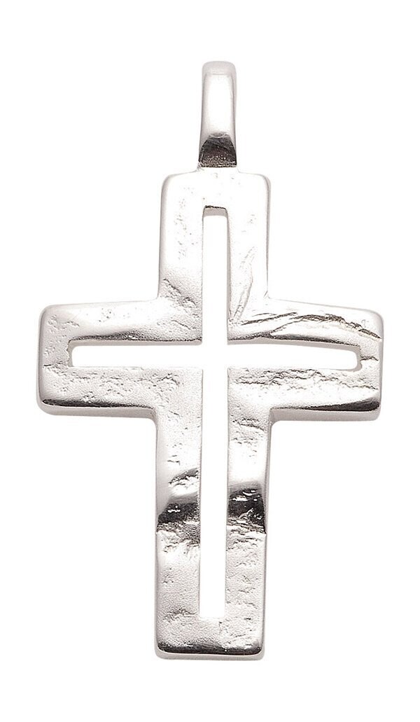 Kreuz Anhänger 925 Silber gehämmertes Design ca .3 cm
