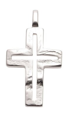 Kreuz Anhänger 925 Silber gehämmertes Design ca .3 cm