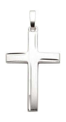 Großes 3 cm Kreuz aus 925 Silber mit Schliff veredelt