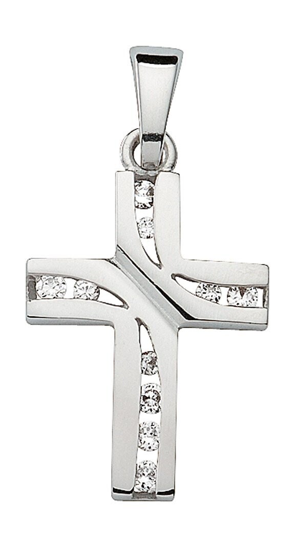 925 Silber Kreuz Anhänger ca.22 mm Länge mit 10 Zirkonia