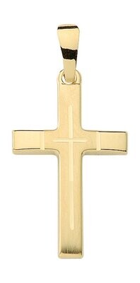 Gold Kreuz 1.8 cm mit feinen Schliff veredelt