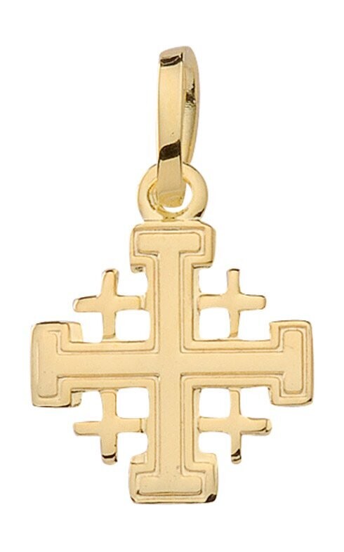 Jerusalem Kreuz Anhänger aus 585 Gold  1 x 1 cm