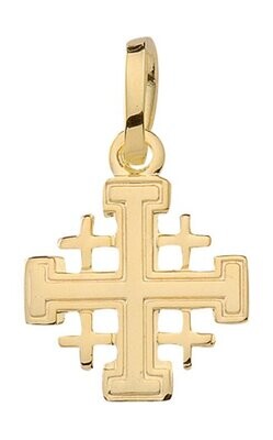 Jerusalem Kreuz Anhänger aus 585 Gold  1 x 1 cm