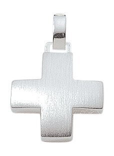 Gleichlanges mattiertes Silber Kreuz mit Öse 14,4 mm