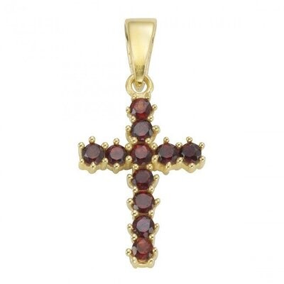 Granatkreuz in 333 Gold mit 11 roten Granatsteinen