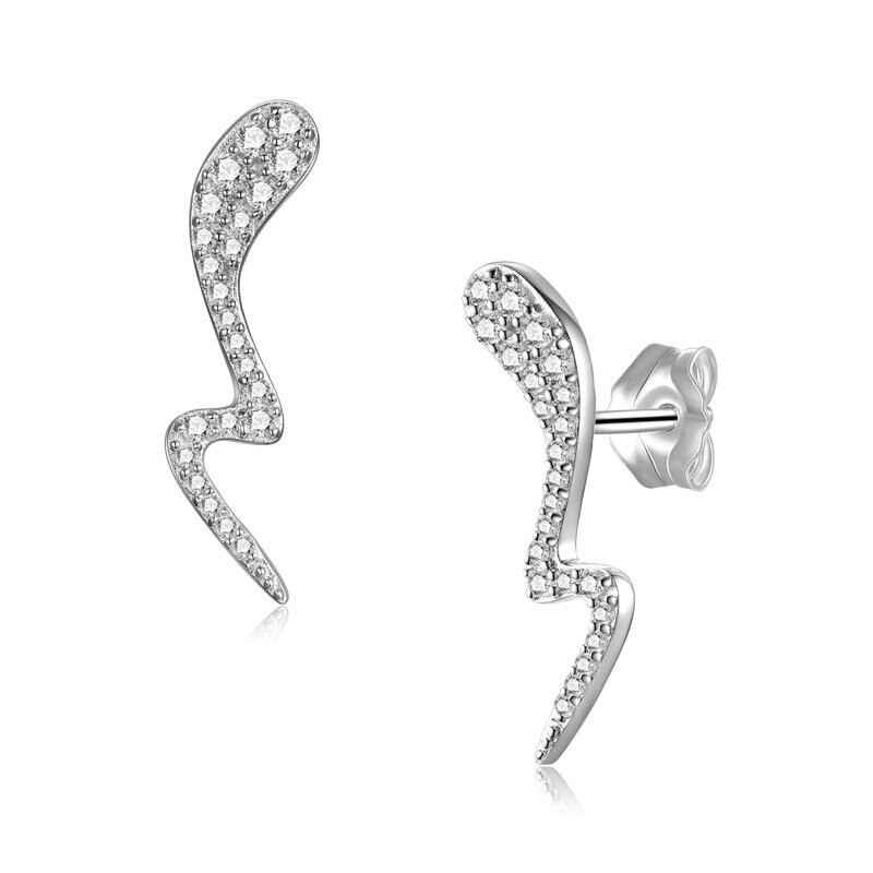 Schlangen Ohrstecker aus 925 Silber mit 46 Zirkonia