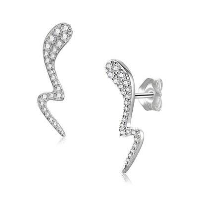 Schlangen Ohrstecker aus 925 Silber mit 46 Zirkonia