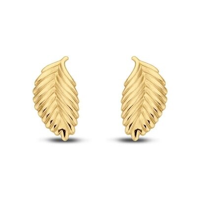 Feder Ohrstecker edles Design aus 585 Gold