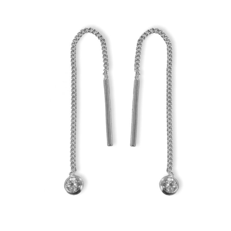 925 Silber Durchzieher mit Zirkonia  besetzt