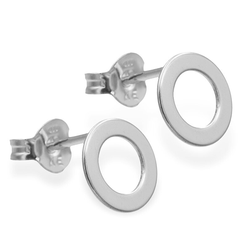 Kreis Ohrstecker aus glänzenden 925 Silber 8mm poliert
