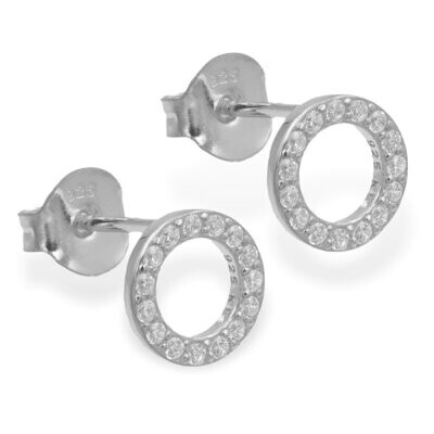 Circle of Life Ohrstecker 925 Silber mit 30 Zirkonia besetzt