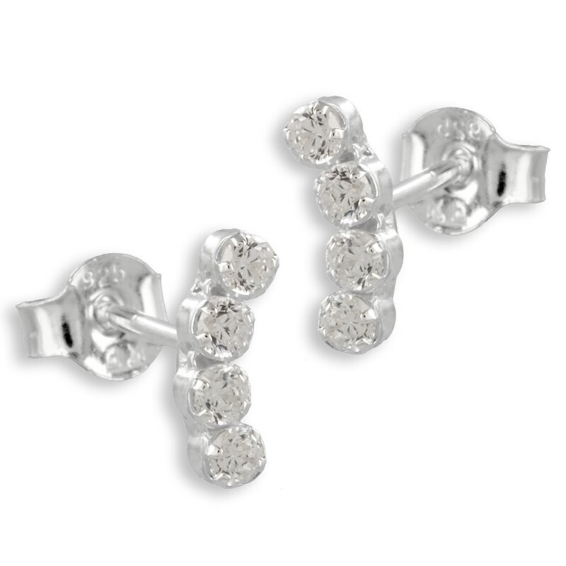 gebogene 925 Silber Ohrstecker mit funkelnden Zirkonia
