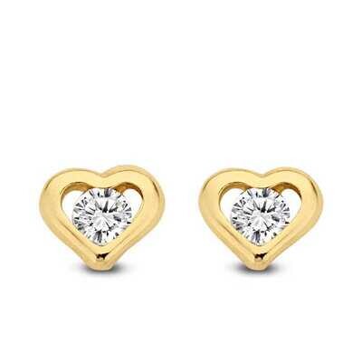 Kleiner Herz Ohrstecker 585 Gold mit Zirkonia