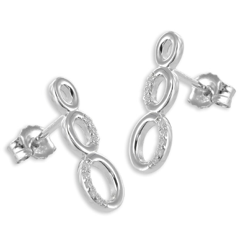 Moderne Silber Ohrstecker mit Zirkonia Größe 5x17 mm