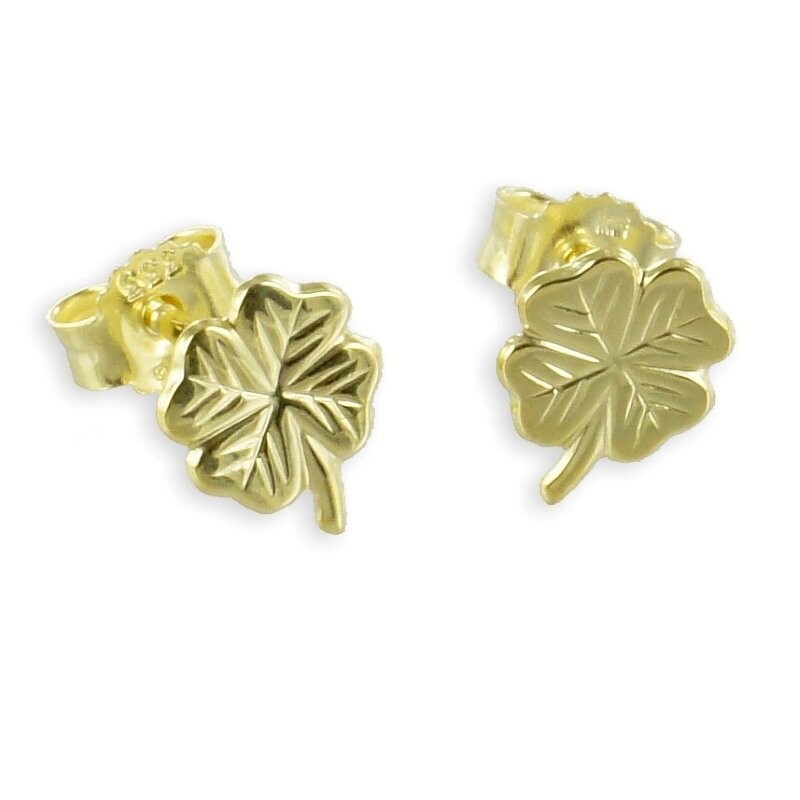 Kleeblatt Ohrstecker 333 Gold Größe 7,5 x 6 mm