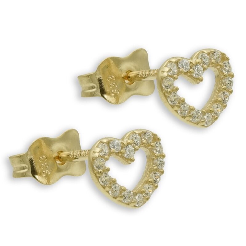 Gold Herz Ohrstecker mit Zirkonia