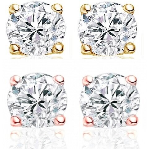 Runde Zirkonia Ohrstecker aus 925 Sterling Silber vergoldet