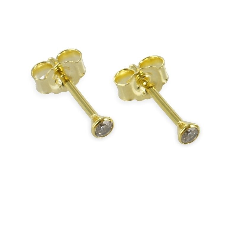 Zirkonia Solitär Gold Ohrstecker verschiedene Größen