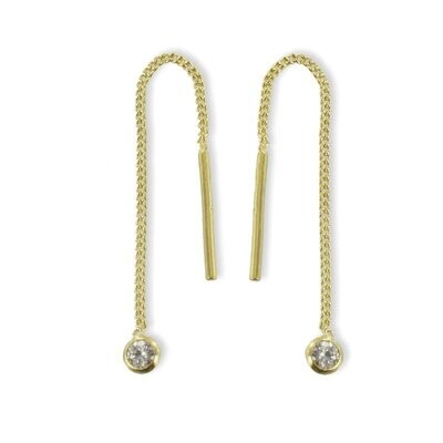 Gold Durchzieher mit Zirkonia 56 mm lang