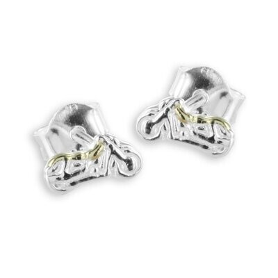 Biker Ohrstecker bicolor 925 Silber 7x3 mm
