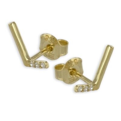 Moderne Gold Ohrstecker mit je 3 Zirkonia glänzend poliert
