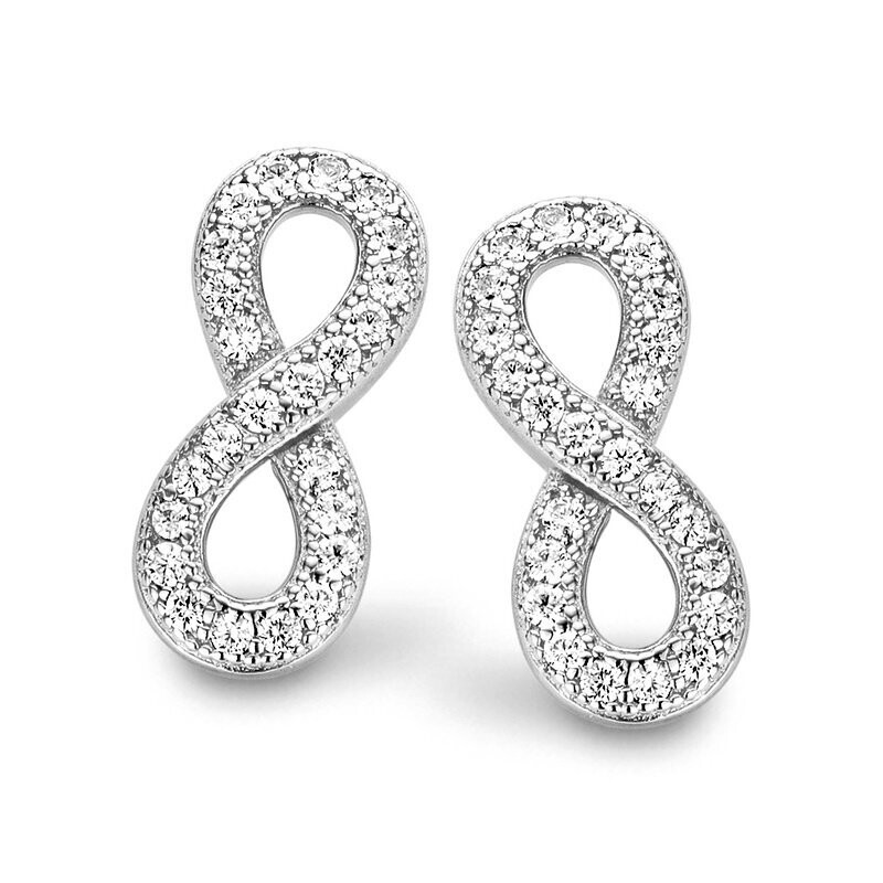 Infinity Silber Ohrstecker mit Zirkonia