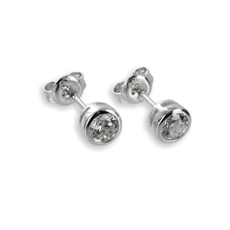 Zirkonia Silber Ohrstecker mit farbigen Zirkonia Stein Ø 5 mm