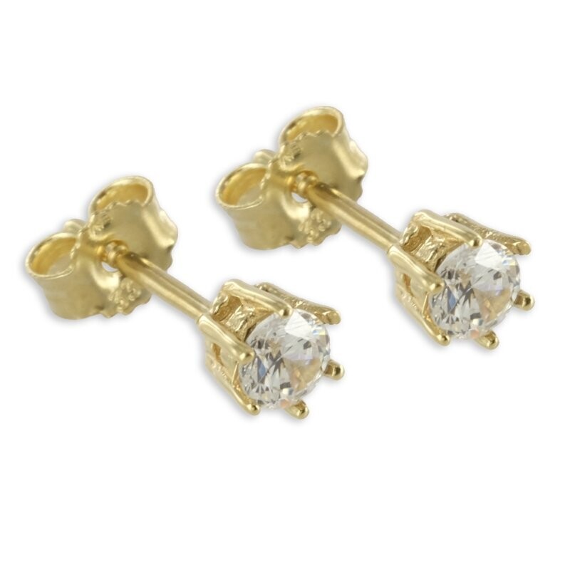 Gold Ohrstecker mit Zirkonia in Krappenfassung Ø 4,5mm