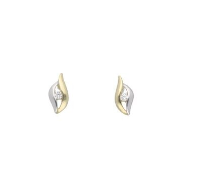 Gold Ohrstecker mit je einenZirkonia besetzt bicolor