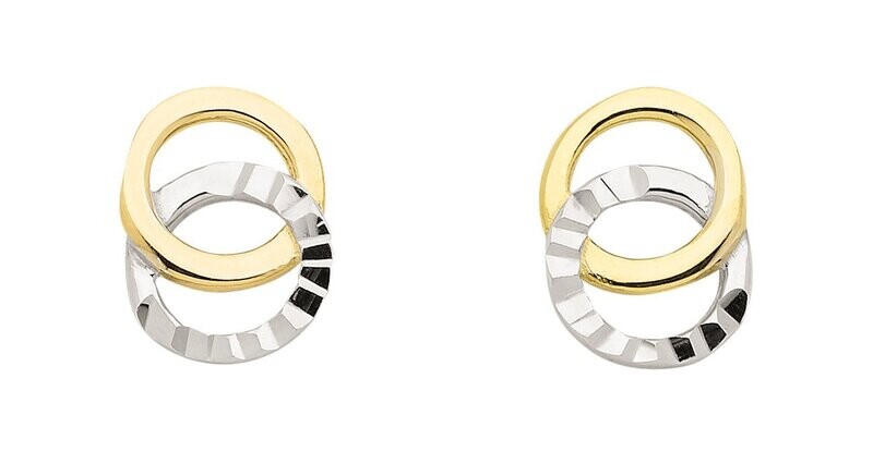 Bicolor Gold Ohrstecker zwei Kreise im tollen Design Bicolor Gold Ohrstecker zwei Kreise im tollen Design