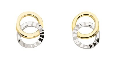 Bicolor Gold Ohrstecker zwei Kreise im tollen Design