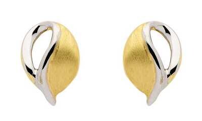 Bicolor Gold Ohrstecker rhodiniert matt glänzend