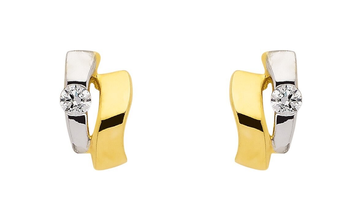 2farbige Gold Ohrstecker rhodiniert top modisches Design
