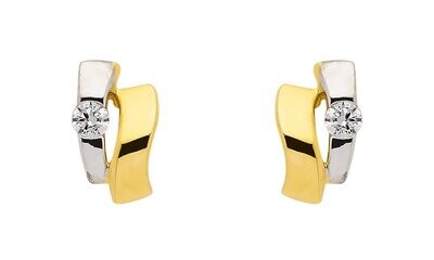 2farbige Gold Ohrstecker rhodiniert top modisches Design