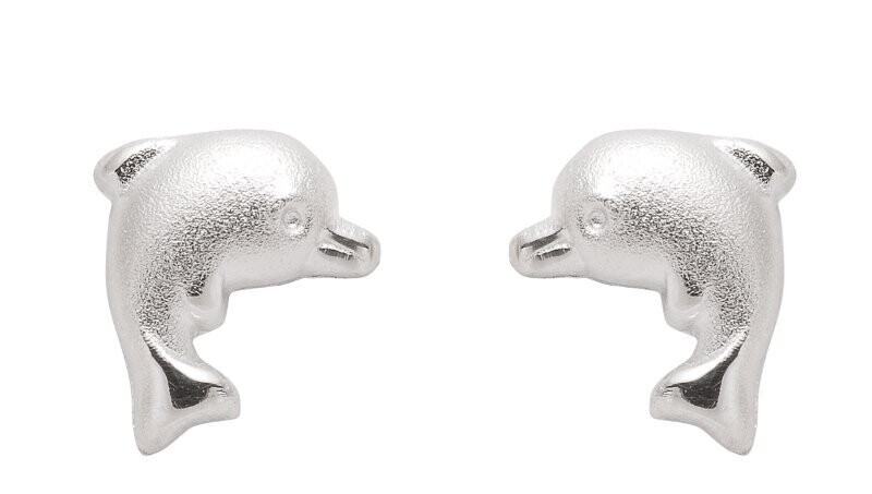 925 Silber Delphin Ohrstecker mattiert