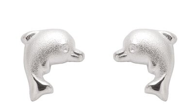 925 Silber Delphin Ohrstecker mattiert