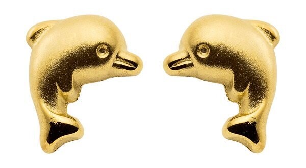 Delphin Ohrstecker in Gold 5,7 x 6,8 mm hochwertig