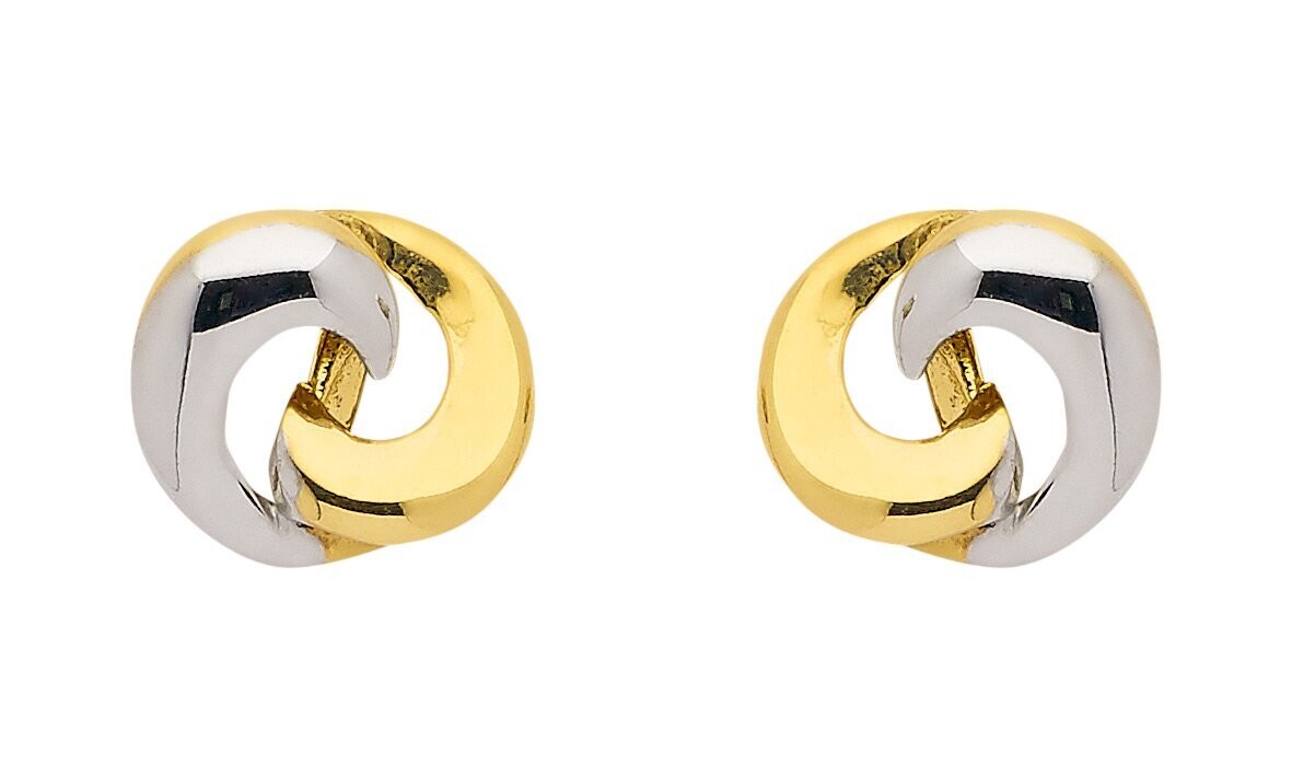bicolor Gold Ohrstecker 2farbig rhodiniert glänzend