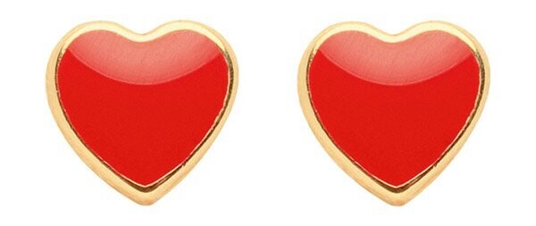 Roter Herz Ohrstecker aus 333 Gold 4,5 x 4,5 mm