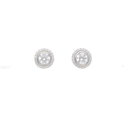 585 Weißgold Ohrstecker rund mit Zirkonia Ø 7mm