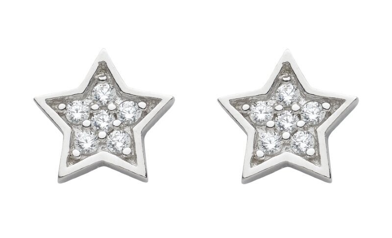 925 Silber Stern Ohrstecker mit Zirkonia ausgefasst