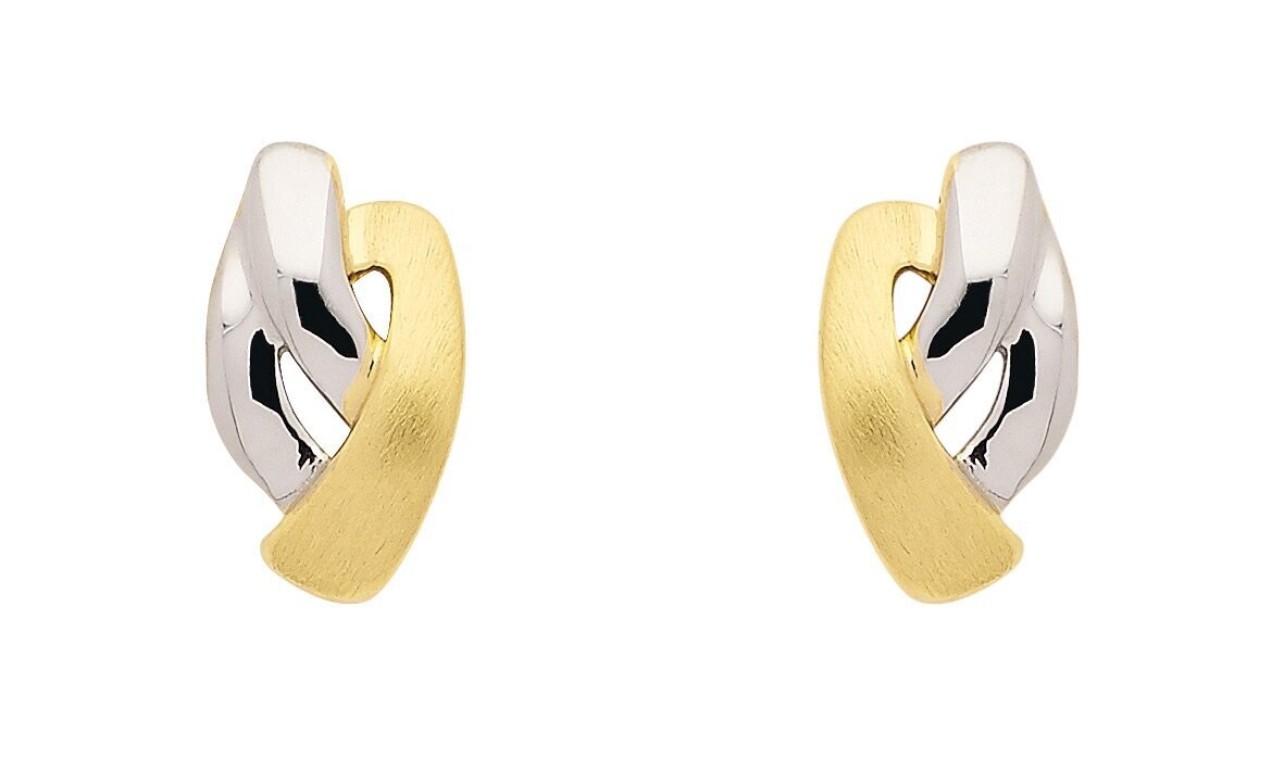 Bicolor Gold Ohrstecker matt & glänzende Oberfläche