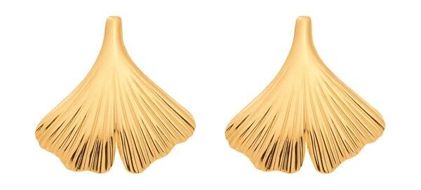 Ginkgoblatt Gold Ohrstecker 12 x 11,7 mm